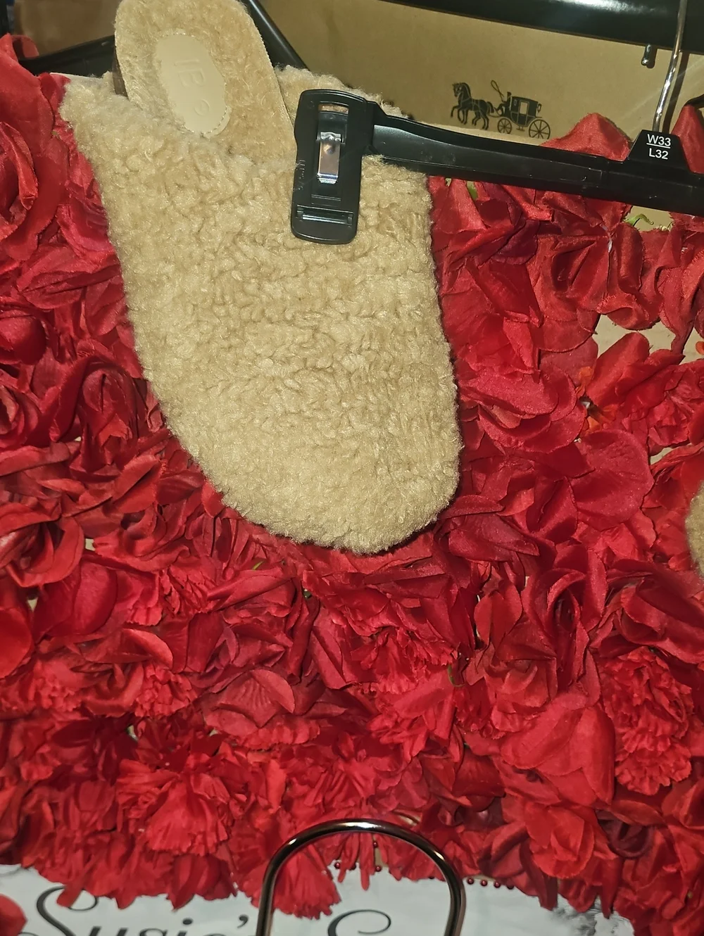 IB New Cozy Women's Fur-Lined Slip-On Tan Shoes Hard Bottom Size 7